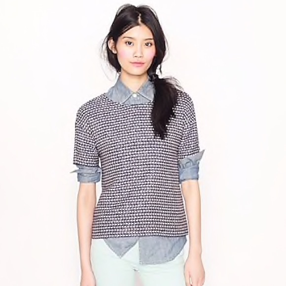 J. Crew Tops - J.Crew Tweed Tie Top Layer Shirt